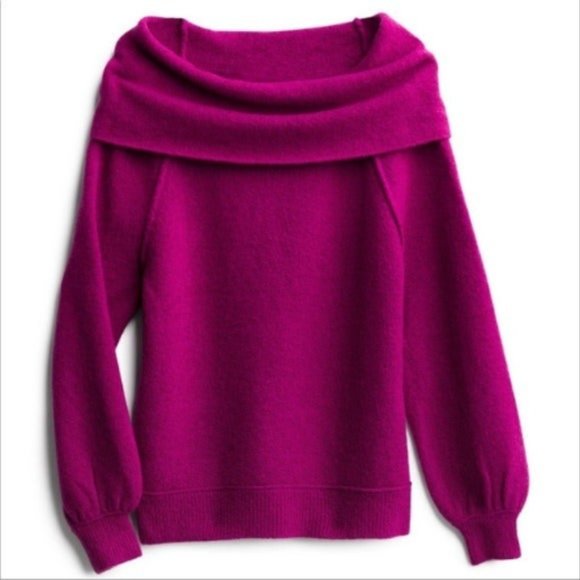 FREE PEOPLE - LASSIE FUSCIA OVERSIZED PULLOVER SWEATER - Size Small - Picture 1 of 13
